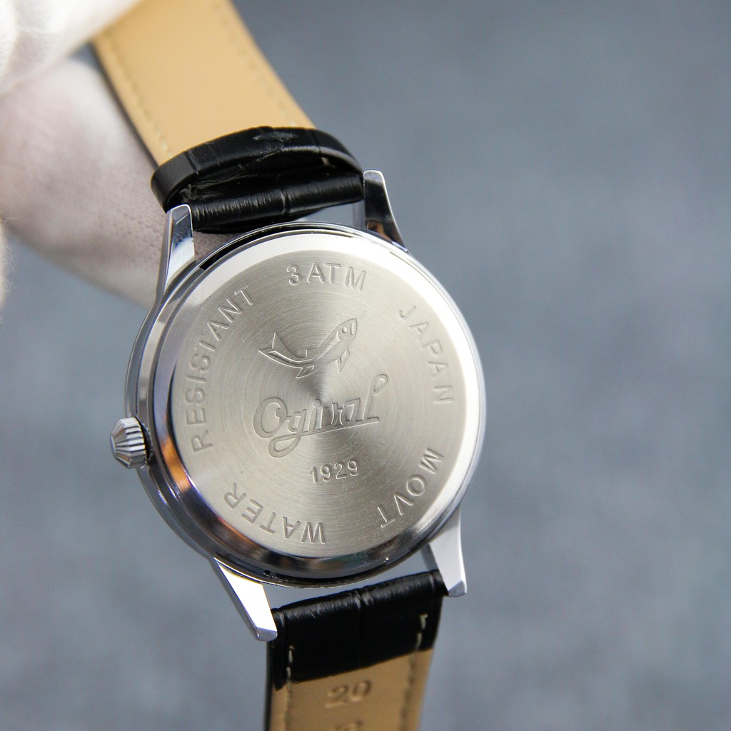 Đồng hồ nam OG1929 dây da đen cao cấp mặt kính chống xước, chống nước sang trọng - Bảo hành 12 tháng