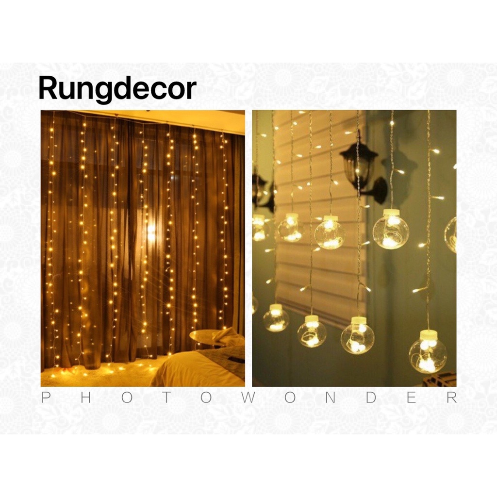 Đèn rèm trang trí các loại màu vàng ấm cắm điện (Chống Nước, Led Trang Trí Phông Sinh Nhật)