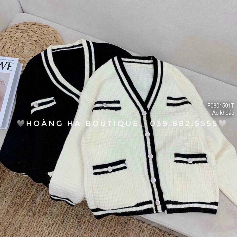 Áo khoác len nữ tay dài 4 túi phối viền nổi - chất len dày dặn VIENS STORE