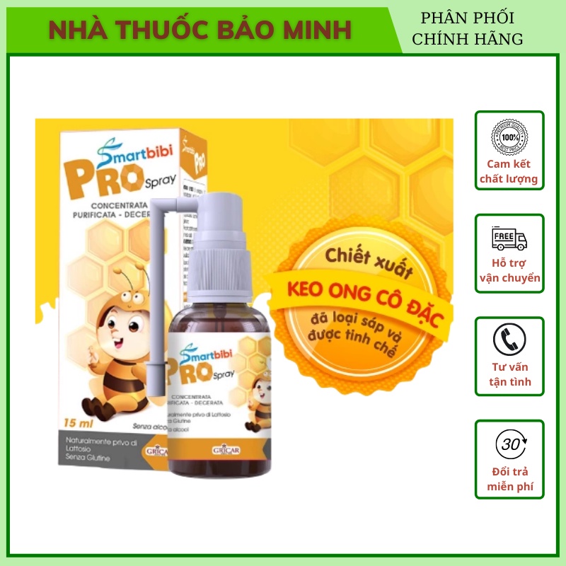 Tăng đề kháng - Làm dịu họng - Hỗ trợ giảm ho, đau họng - Smartbibi Pro Spray - Keo ong cô đặc tinh khiết từ Italia