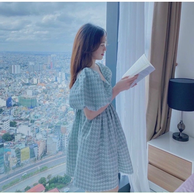 Đầm babydoll Briebrie cao cấp chất liệu tapta gấm, sang chảnh - 233 | BigBuy360 - bigbuy360.vn