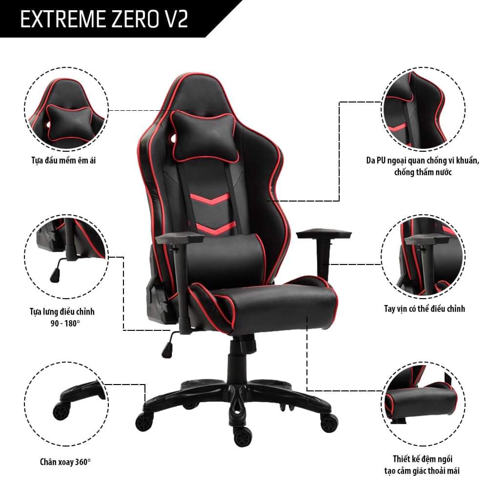 Ghế Game EExxtreme Zero V2 - Nhập khẩu chính hãng - Đệm đúc - Da PU cao cấp