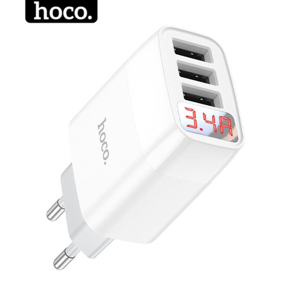 Củ sạc 3 cổng Hoco có hiển thị led 3.4a - Cục sạc đa năng cho andoird và ios xiaomi samsung .. hocomall