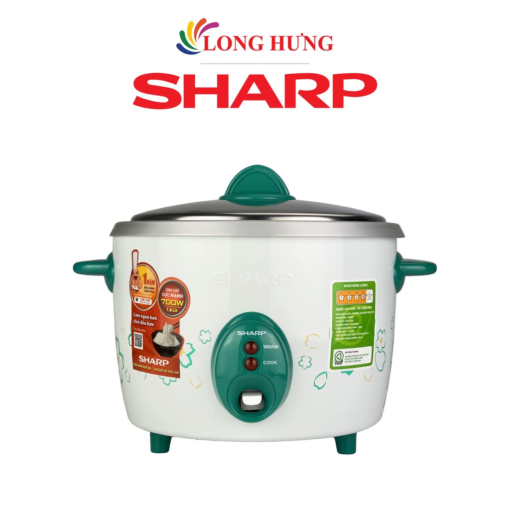 [Mã ELMALL300 giảm 7% đơn 500K] Nồi cơm điện nắp rời Sharp 1.8 lít KSH-D18V - Hàng chính hãng