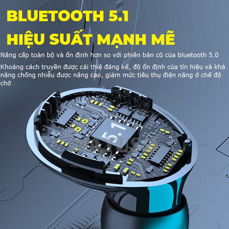 Tai nghe bluetooth không dây Natuso M10 Pro tws v5.1 nút cảm ứng nghe nhạc hay bass mạnh giá rẻ
