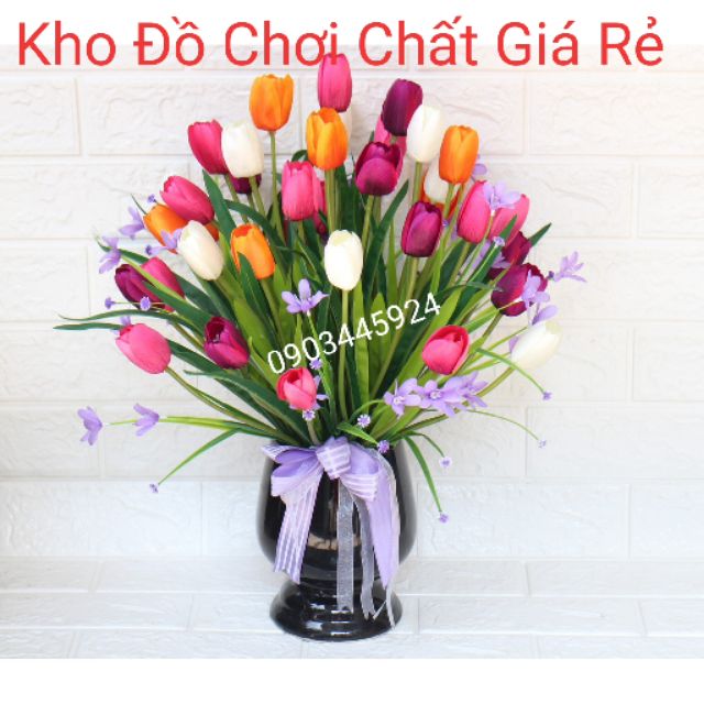 Cành Tuylip 3 bông không kèm lọ - Hoa Giả