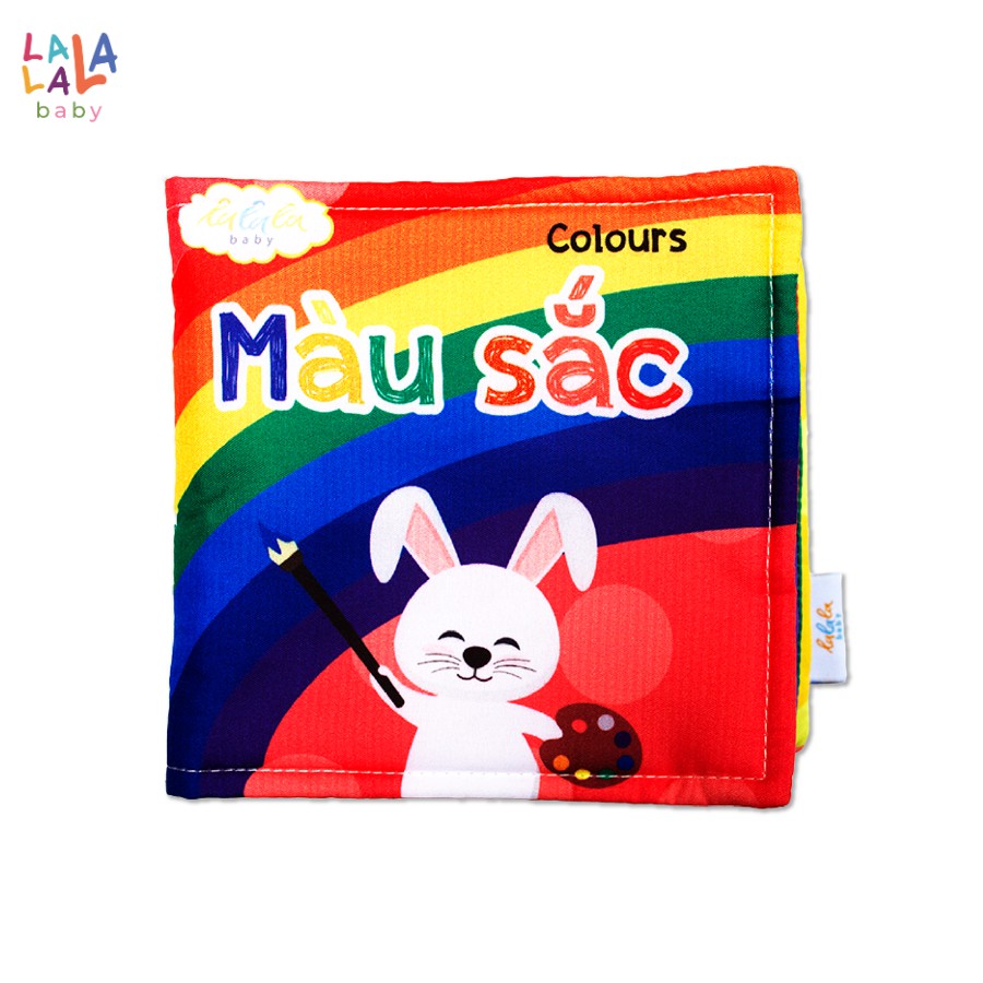 Combo 2 cuốn sách vải Lalala baby, kích thích đa giác quan, kích thước 15x15cm 12 trang (Màu sắc, hình khối)