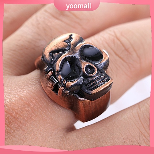 Nhẫn hình đồng hồ kiểu đầu lâu cá tính phong cách vintage dành cho nam