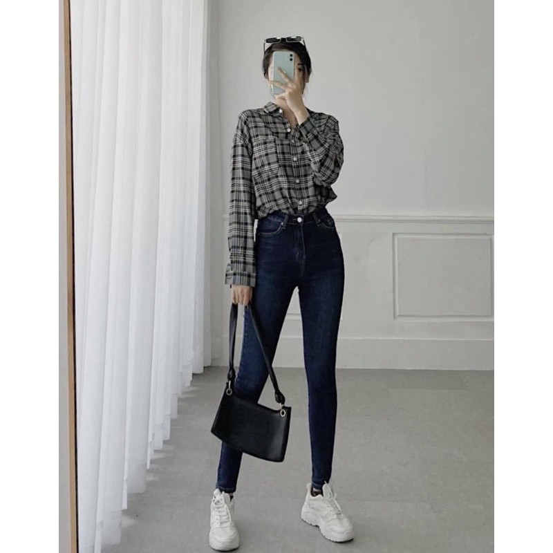 QUẦN JEANS SKINNY ZR TRƠN LƯNG CAO DÁNG DÀI