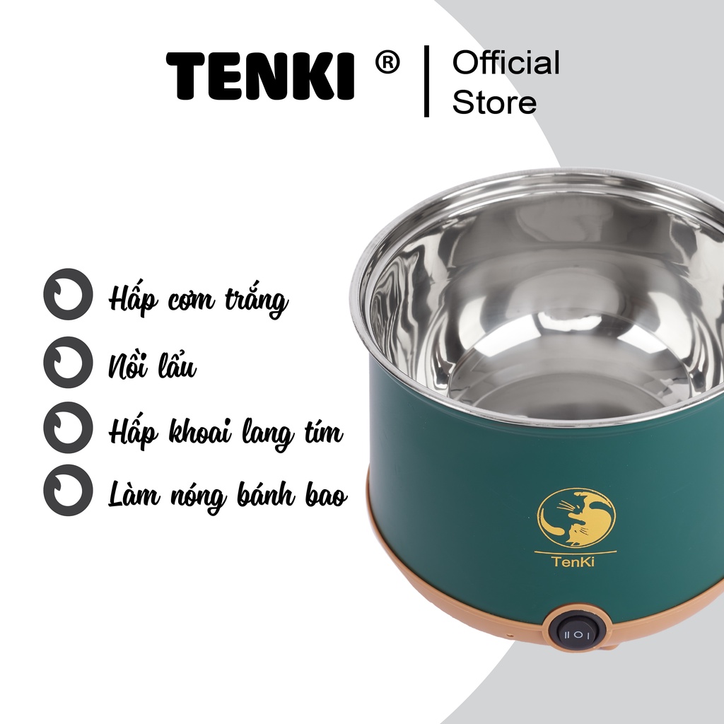 Lẩu điện mini TENKI 2 tầng đa năng chiên xào lẩu hấp nấu lẩu cho 1 2 người tặng khay hấp