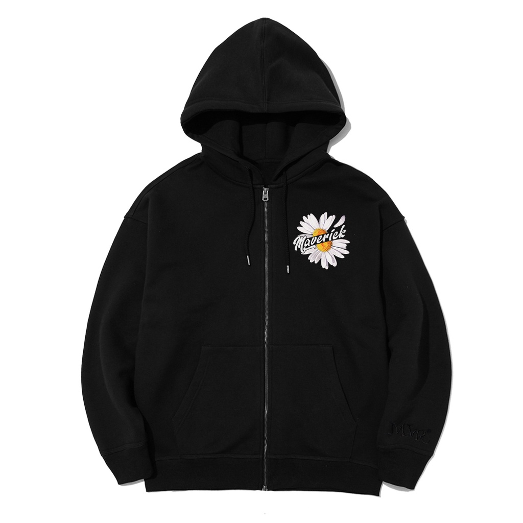 Áo khoác hoodie dây kéo zip chống nắng logo hoa cúc nhật MVR - MVR25022102