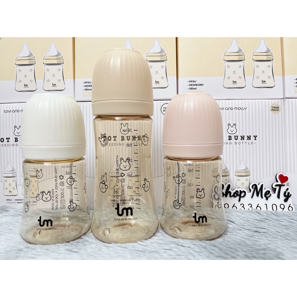 Bình sữa thỏ / sóc Tovi and Molly x Dot to Dot Hàn Quốc size 180ml/ 280ml