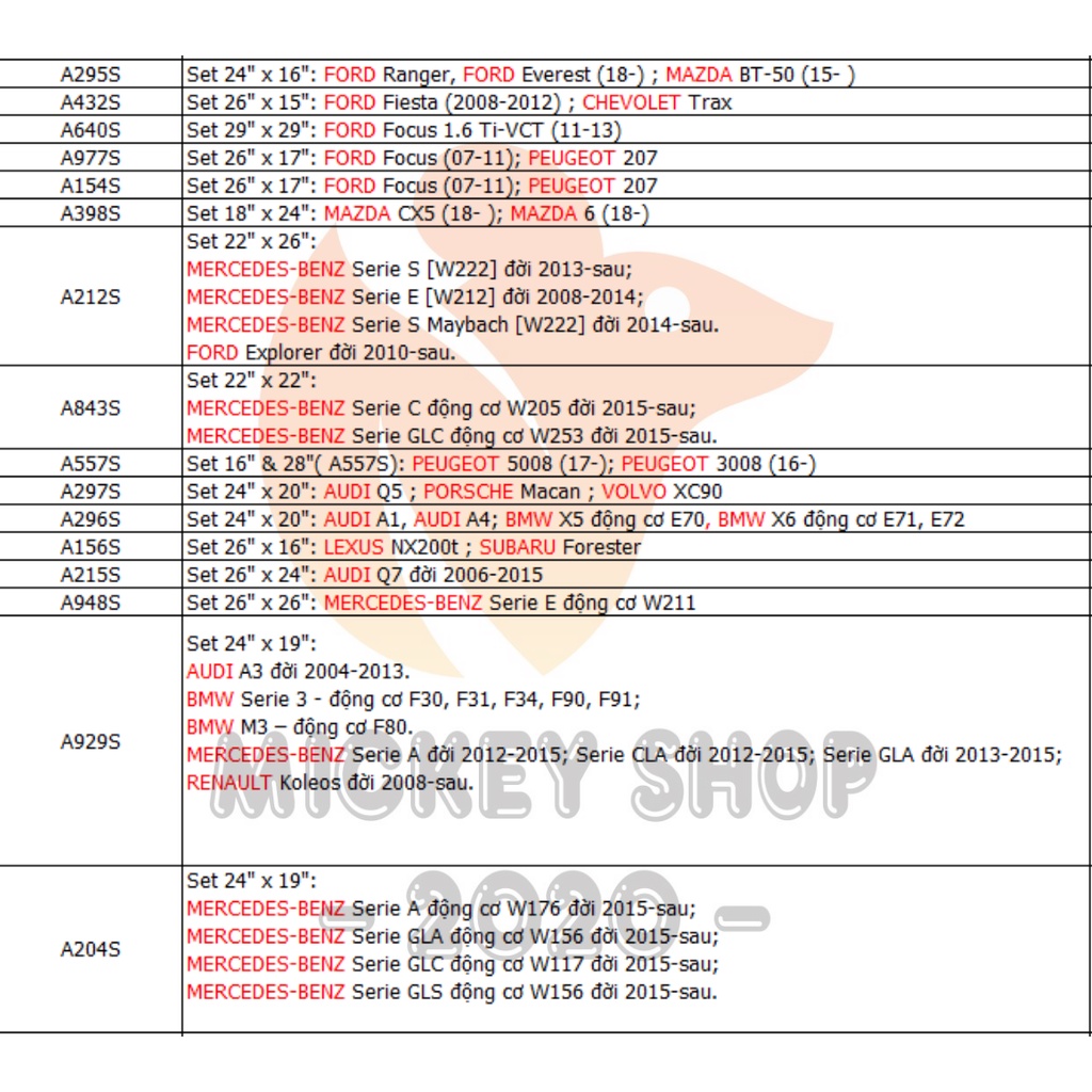 Gạt mưa, cần gạt nước cao cấp Bosch AeroTwin Plus SET A295S / A398S / A557S / A154S A432S
