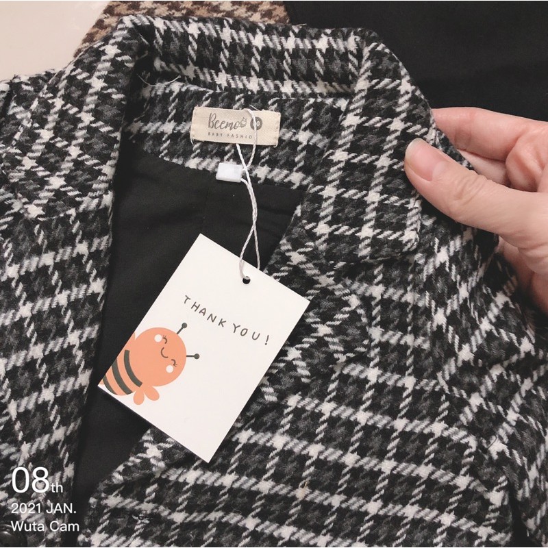 Set vest dạ caro bé trai
