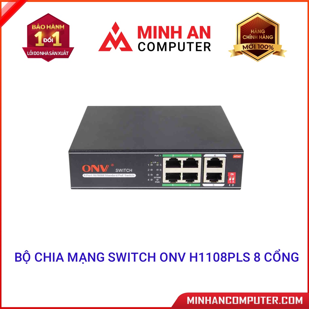 Bộ chia mạng Switch ONV H1108PLS 8 cổng