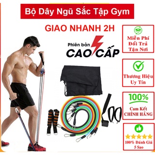 Dây đàn hồi tập gym, Bộ 5 Dây Đàn Hồi Tập Thể Hình  cực kì dầy dặn , độ đàn hồi co giãn tốt, siêu bền, Tiện lợi