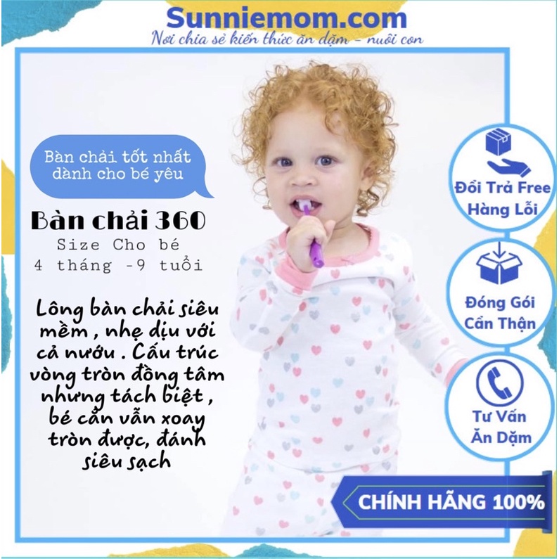 [sét 3 cây] bàn chải 360 độ babybuddy Mỹ chải  siêu  sạch cho bé từ 4tháng-9tuổi