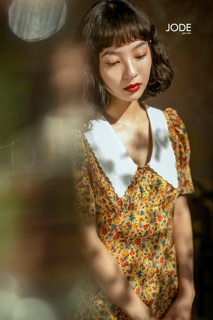 [JODE] Váy hoa vàng cổ trắng