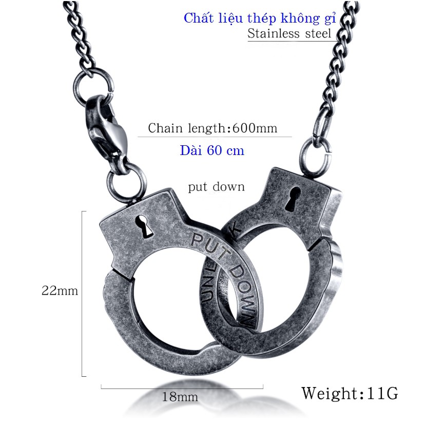 Dây chuyền thép không gỉ Stainless steel cao cấp mặt khóa số 8 nam tính dây dài 60 cm