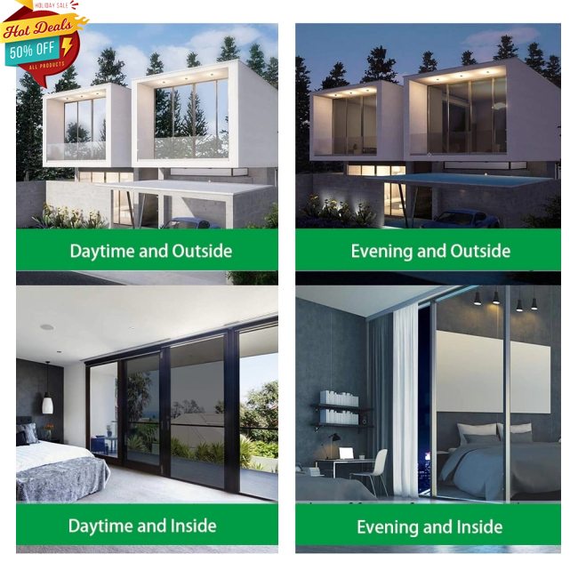 Phim Vinyl Dán Kính Cửa Sổ/Cửa Sổ Riêng Tư Màu Bạc 1 Chiều Dài 1/2M Chống Nhìn Trộm Tự Dính