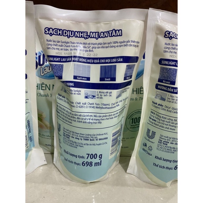 [CSKH86] Combo 3 túi Sunlight lau sàn tinh dầu xả 700g( hàng km)