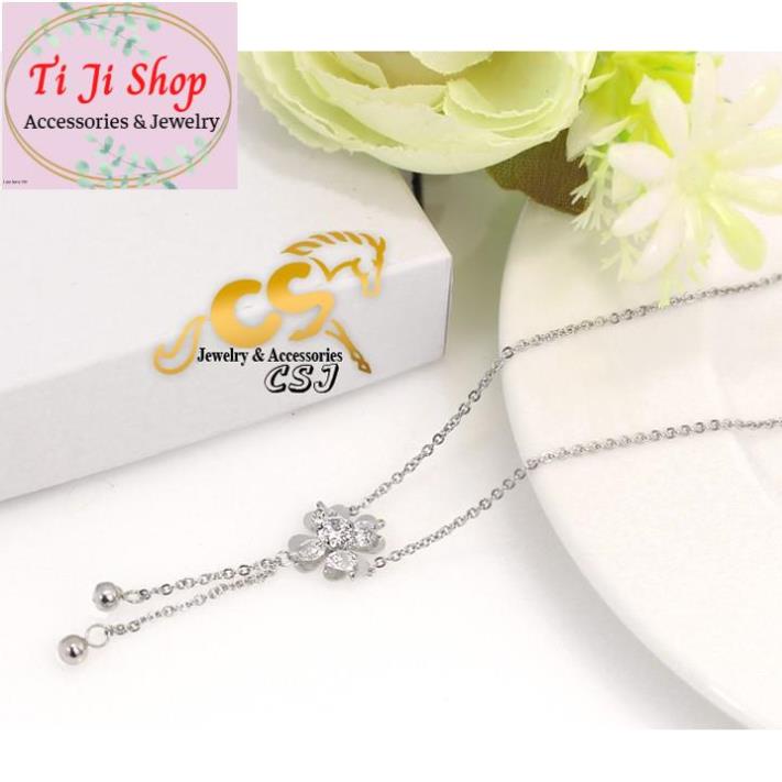 DÂY CHUYỀN NỮ CỎ BỐN LÁ ĐÍNH XOÀN RỚT BI CÁCH ĐIỆU - đẹp, không đen -