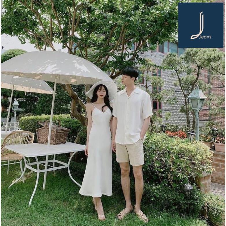 Áo đôi áo cặp đi biển, đi du lịch, chụp hình cưới : Đồ đôi nam nữ đẹp Set áo váy sơ mi Hàn Quốc dáng dài TRUNGNGUYEN