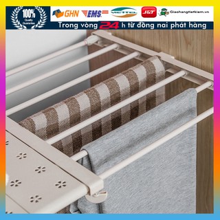 Thanh chia ngăn tủ quần áo không cần khoan vít chịu 10kg (Rộng 28-38cm) kèm 4 móc treo