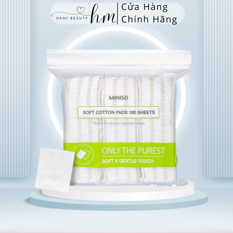 Bông tẩy trang Miniso 180 miếng Nhật Bản, Only The Purest