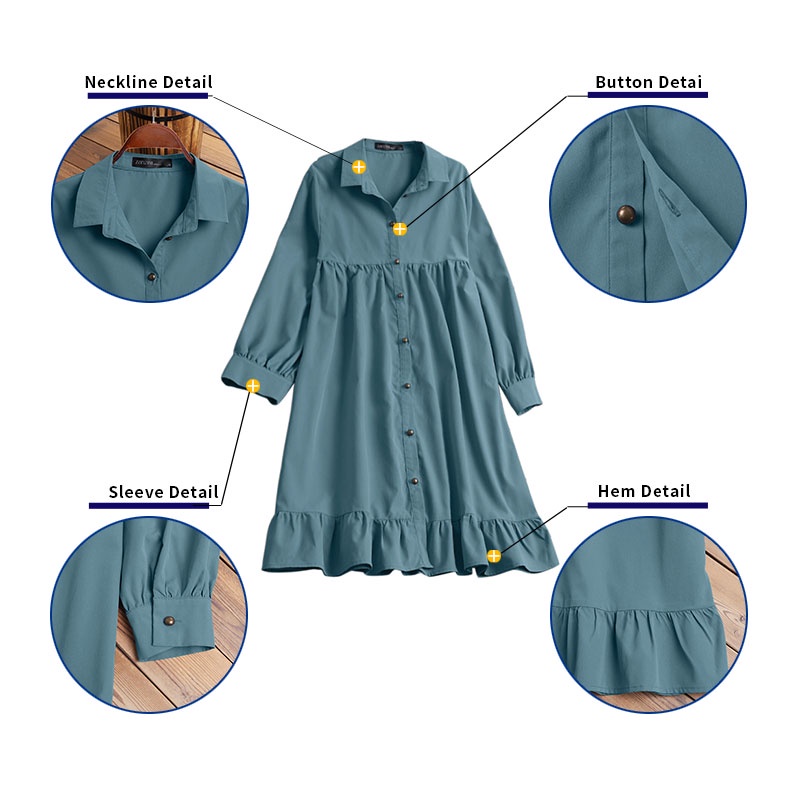 Áo Zanzea tay dài viền bèo nhún thanh lịch cho nữ Hồi giáo