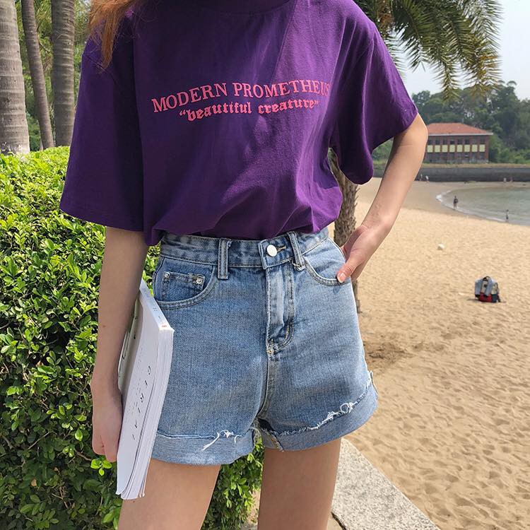 ÁO THUN TAY LỞ MÀU TÍM ĐẬM ULZZANG