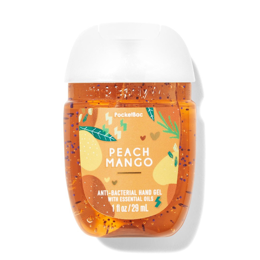 Gel rửa tay khô Bath &amp; Body Works Hand Sanitizer PocketBac Cleansing Gel Peach Mango 29ml (Mỹ)