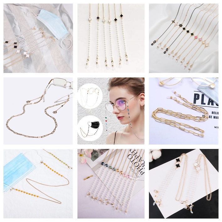Chuỗi Dây Xích Kim Loại Mở Rộng Khẩu Trang Hijab 2 Trong 1 Chống Thất Lạc 45 Kiểu Dáng