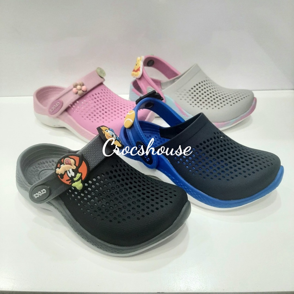 (Tặng jibbitz) Dép sục crocs literide trẻ em nhiều màu cao cấp, dép cross trẻ em mẫu kiểu thứ 2 - crocs house