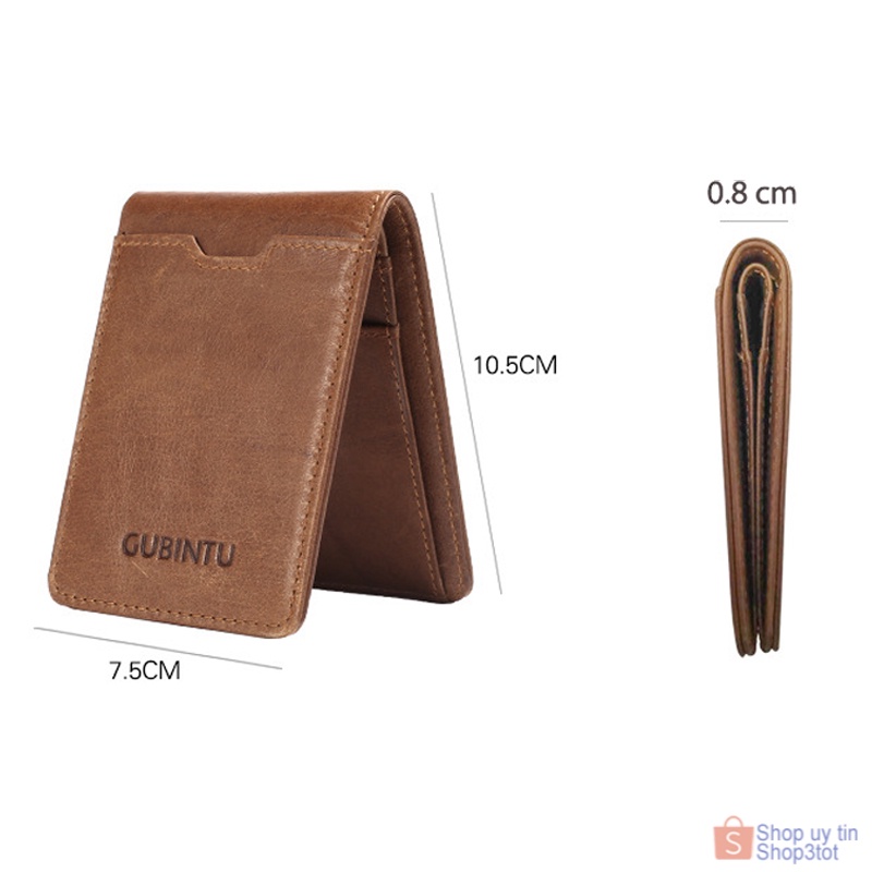 Ví nam VN752 bằng da bò thật cao cấp 100%, có khe để thẻ card tiện dụng (loại nhỏ gọn)