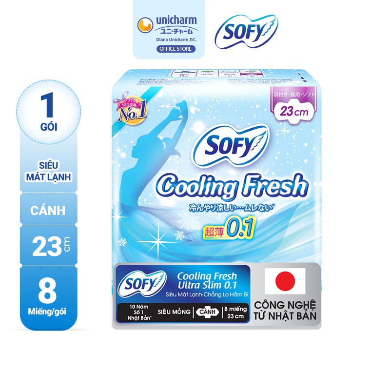 Băng vệ sinh Sofy Cooling Fresh siêu mỏng cánh 23cm gói 8 miếng