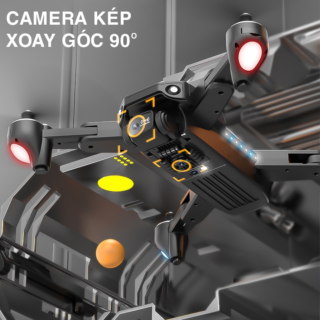 Máy Bay Điều Khiển Từ Xa Flycam P9 Camera Kép Cảm Biến Tránh Vật Cản, Đen led bắt mắ , Thời Gian Bay 30 Phút