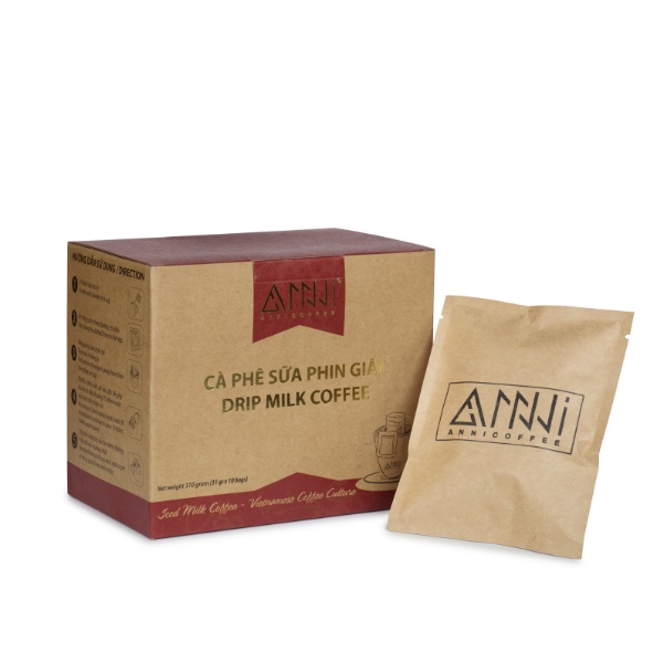 Cà phê sữa phin giấy thành phần Arabica Cầu Đất và Robusta Buôn Mê Thuột (10 gói/hộp) Anni Coffee, Drip Milk Coffee | BigBuy360 - bigbuy360.vn