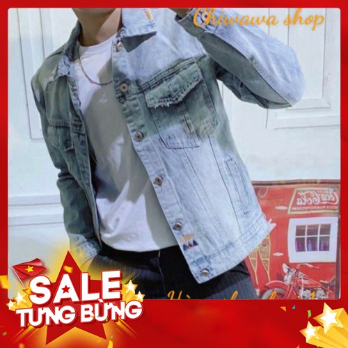 -HÀNG NHẬP KHẨU Áo khoác jean nam Hàn Quốc Style 30-90 và Talk màu xám trắng form chuẩn shop bao đẹp Liên hệ mua hàng 0
