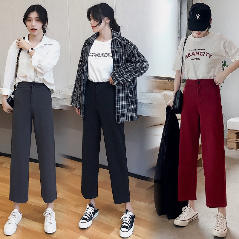 Women Korean Retro Wide-Leg Long Pants Baggy pants