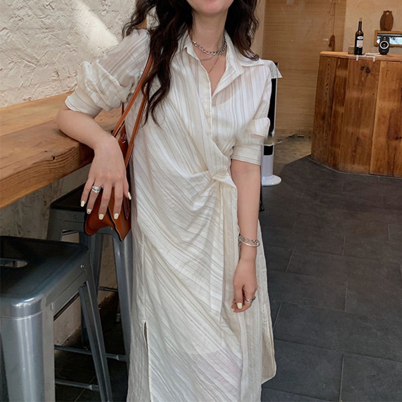Đầm Sơ Mi Dáng Dài Kẻ Sọc Thời Trang Cao Cấp Cho Nữ