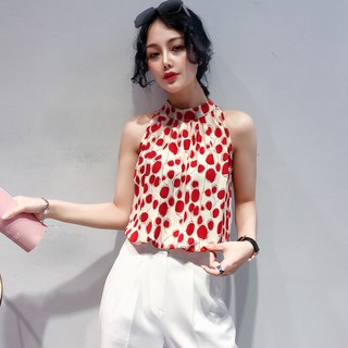 A03- Áo yếm vải voan hoa mùa hè phong cách Hồng Kông