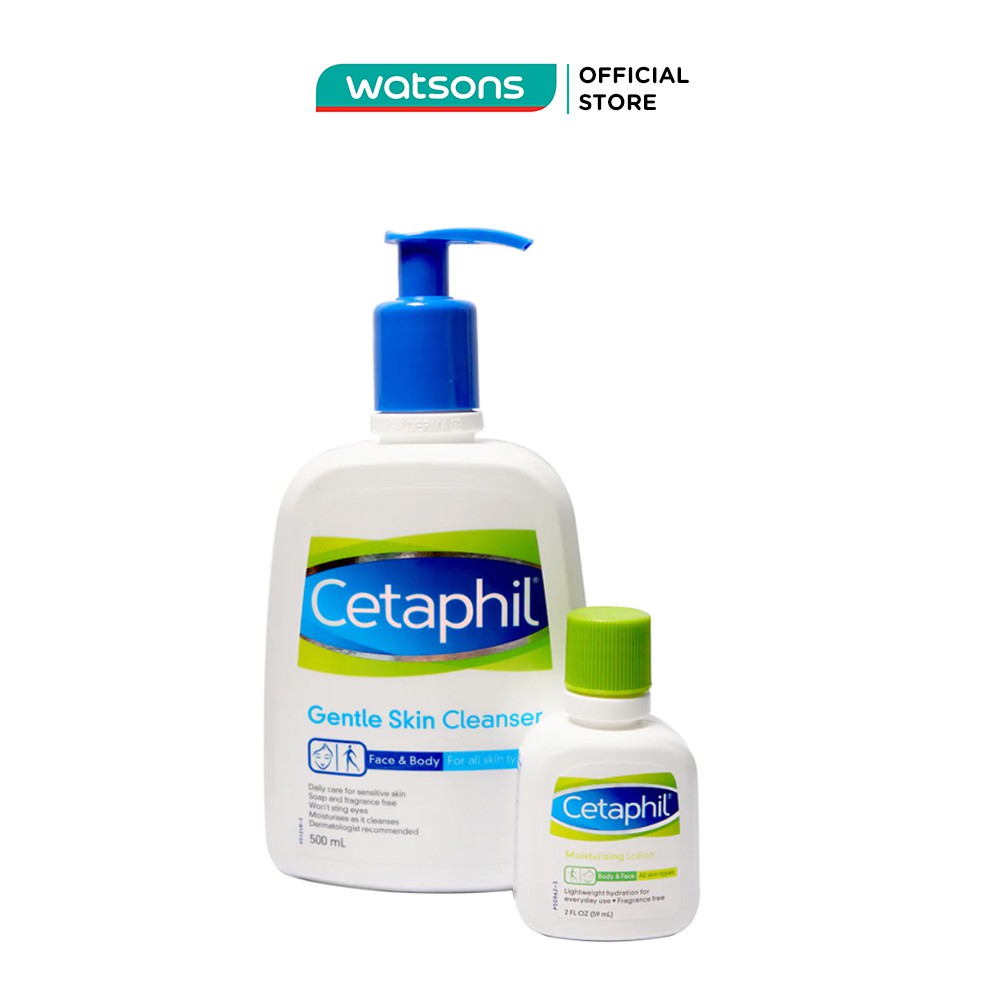 Bộ Đôi Cetaphil Sữa Rửa Mặt Dịu Nhẹ 500ml Và Lotion Dưỡng 59ml Phù Hợp Với Mọi Loại Da