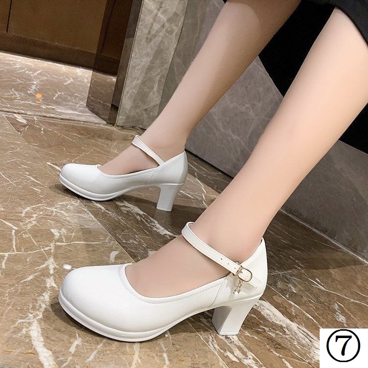 Giày Cao Gót Mũi Tròn Đế Dày Chống Thấm Nước Thời Trang Công Sở Cho Nữ