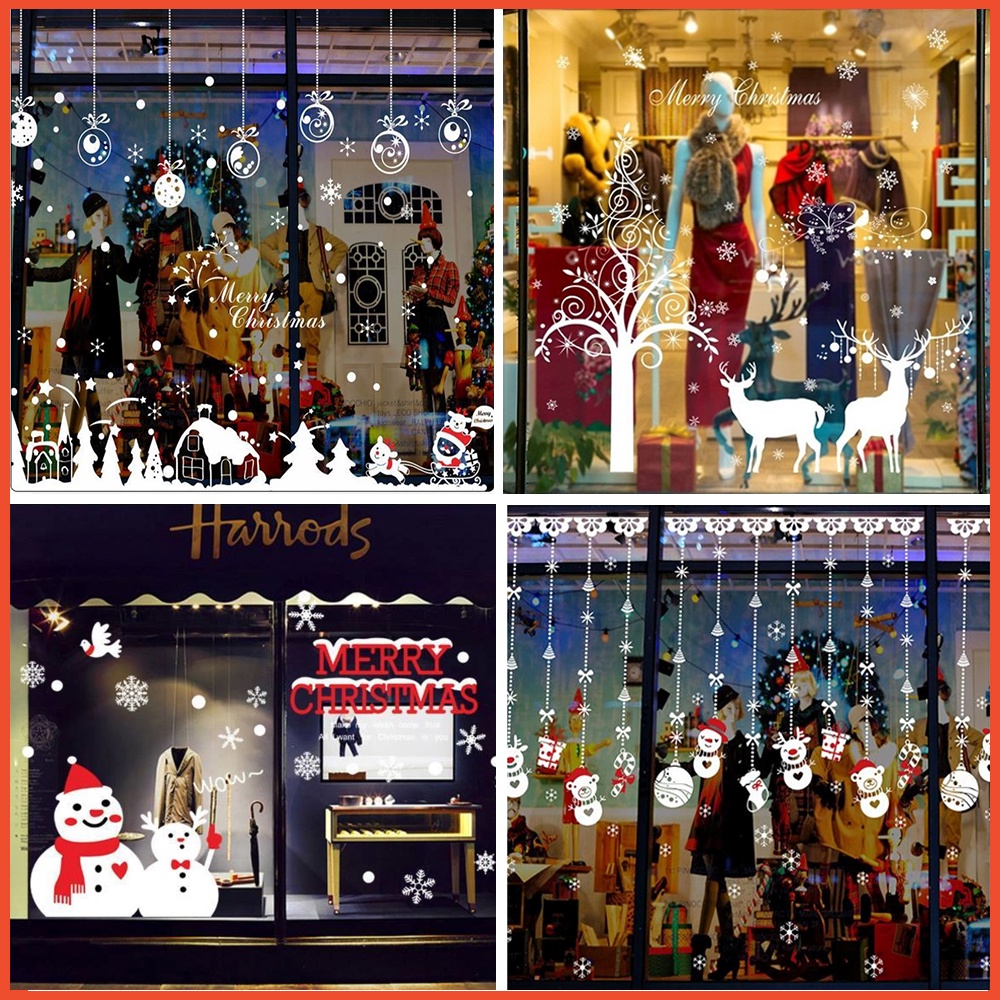 Decal cây thông noel trang trí trên cửa kính có keo sẵn dễ dán - Decal trang trí noel văn phòng đẹp TPHCM