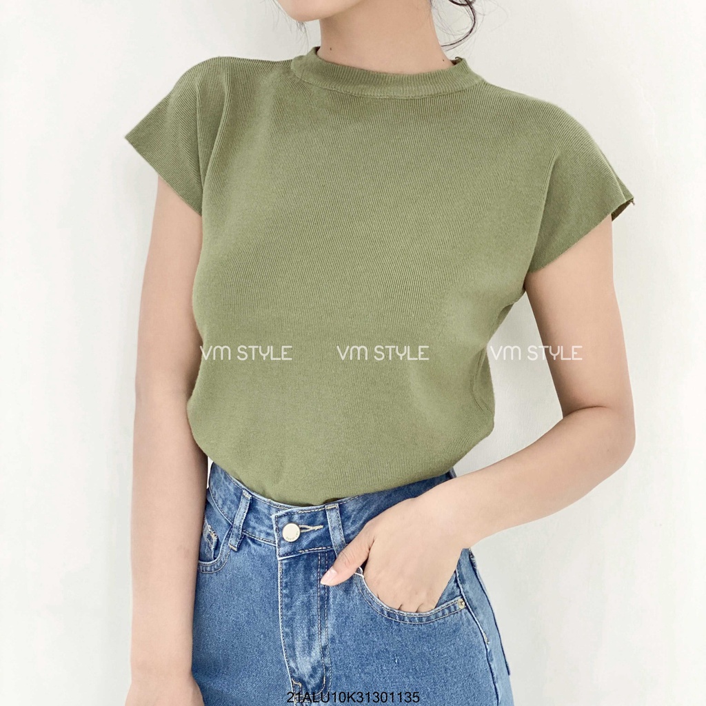 Áo len tay ngắn cổ trụ chất len mịn dày dặn phong cách hàn quốc nhiều màu Fmstyle Saigon 21ALU10K31301 | BigBuy360 - bigbuy360.vn