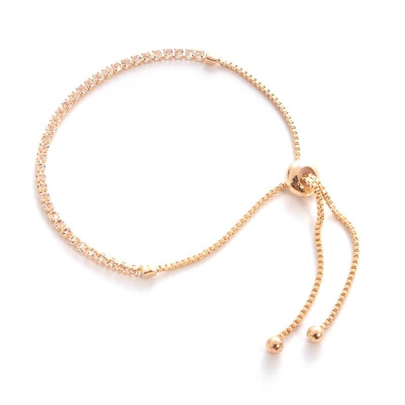 Vòng tay xi vàng hồng đính đá cho nữ