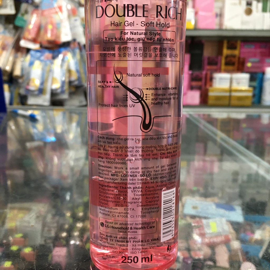 Gel dưỡng tóc Double Rich tạo kiểu giữ nếp tự nhiên 250ml