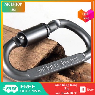Móc khóa nhôm carabiner hình chữ D, móc ô tô siêu bền - GD0330