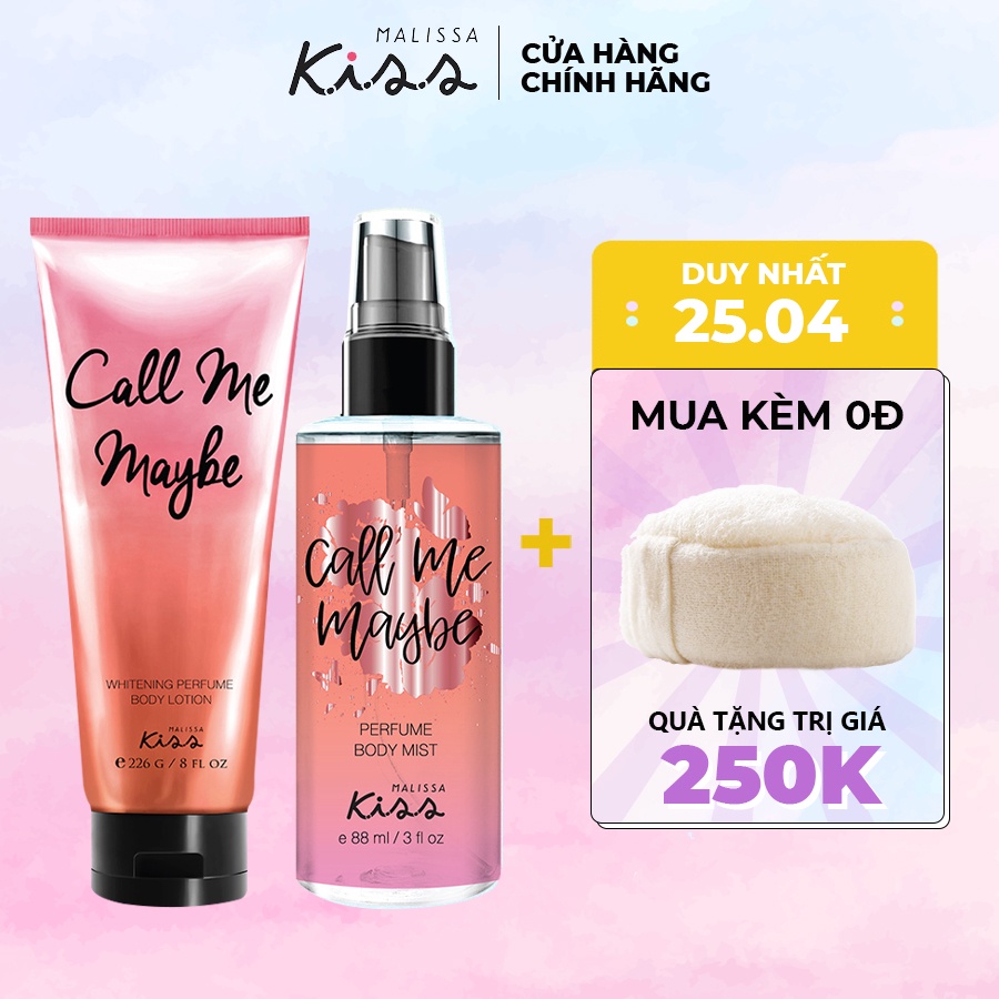 Bộ Đôi Hoàn Hảo Malissa Kiss Body Lotion &amp; Body Mist Hương Call Me Baby 226G